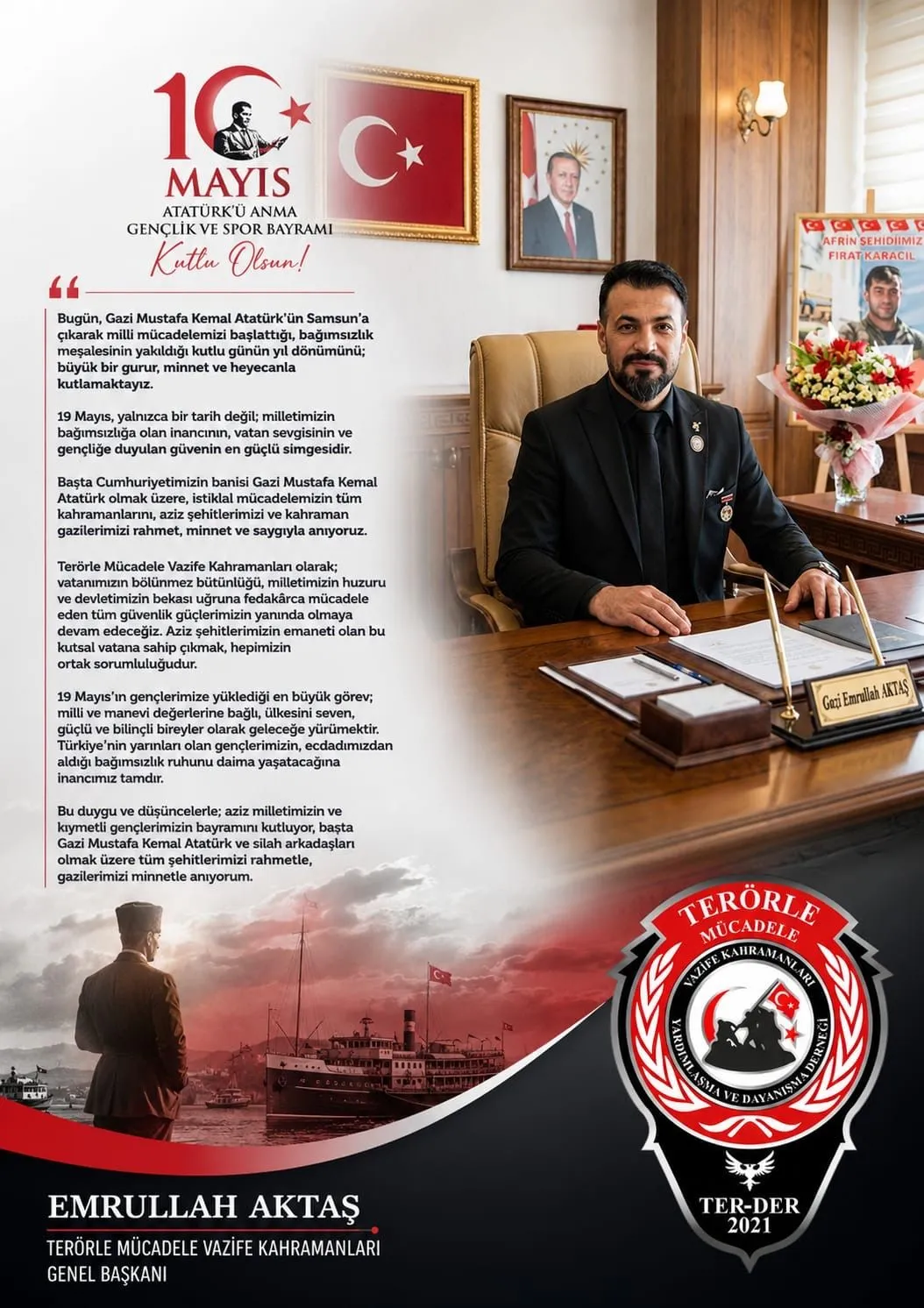 Genel Başkanımız Gazi Emrullah Aktaş’tan 19 Mayıs Atatürk’ü Anma ve Gençlik ve Spor Bayramı Kutlama Mesajı: